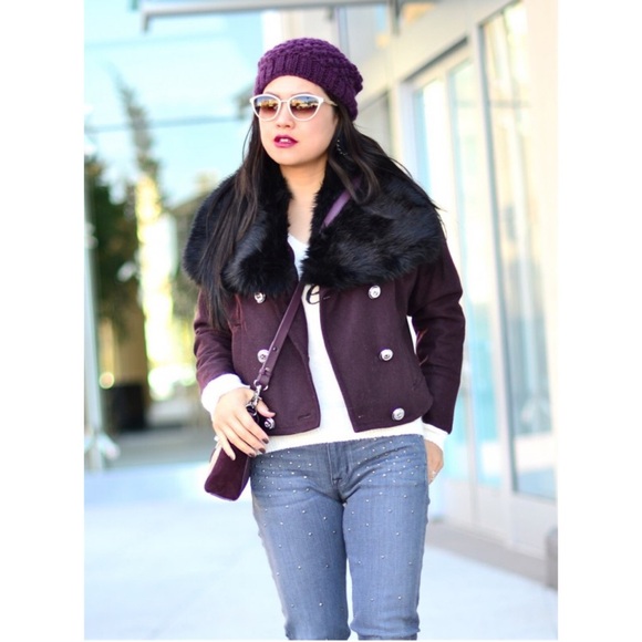 Juicy Couture burgundy wool jacket xs - Picture 2 of 8